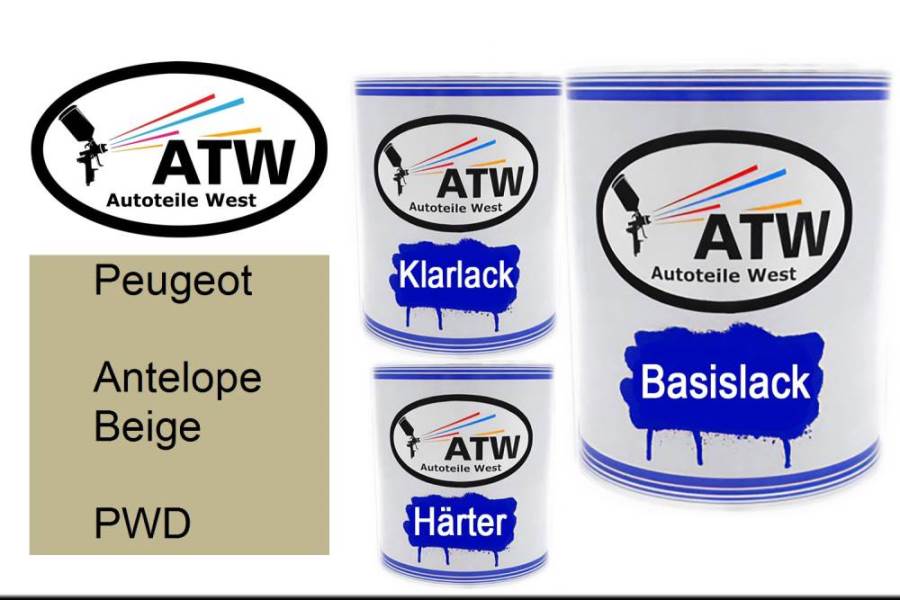 Peugeot, Antelope Beige, PWD: 1L Lackdose + 1L Klarlack + 500ml Härter - Set, von ATW Autoteile West.